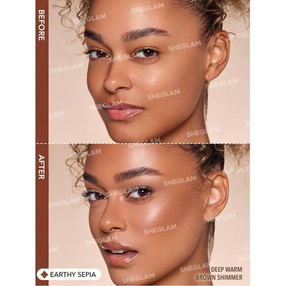 SHEGLAM Liquid Shimmer Bronzer – Earthy Sepia | Medium to Deep Skin | Warm Brown - Picture 3 of 10